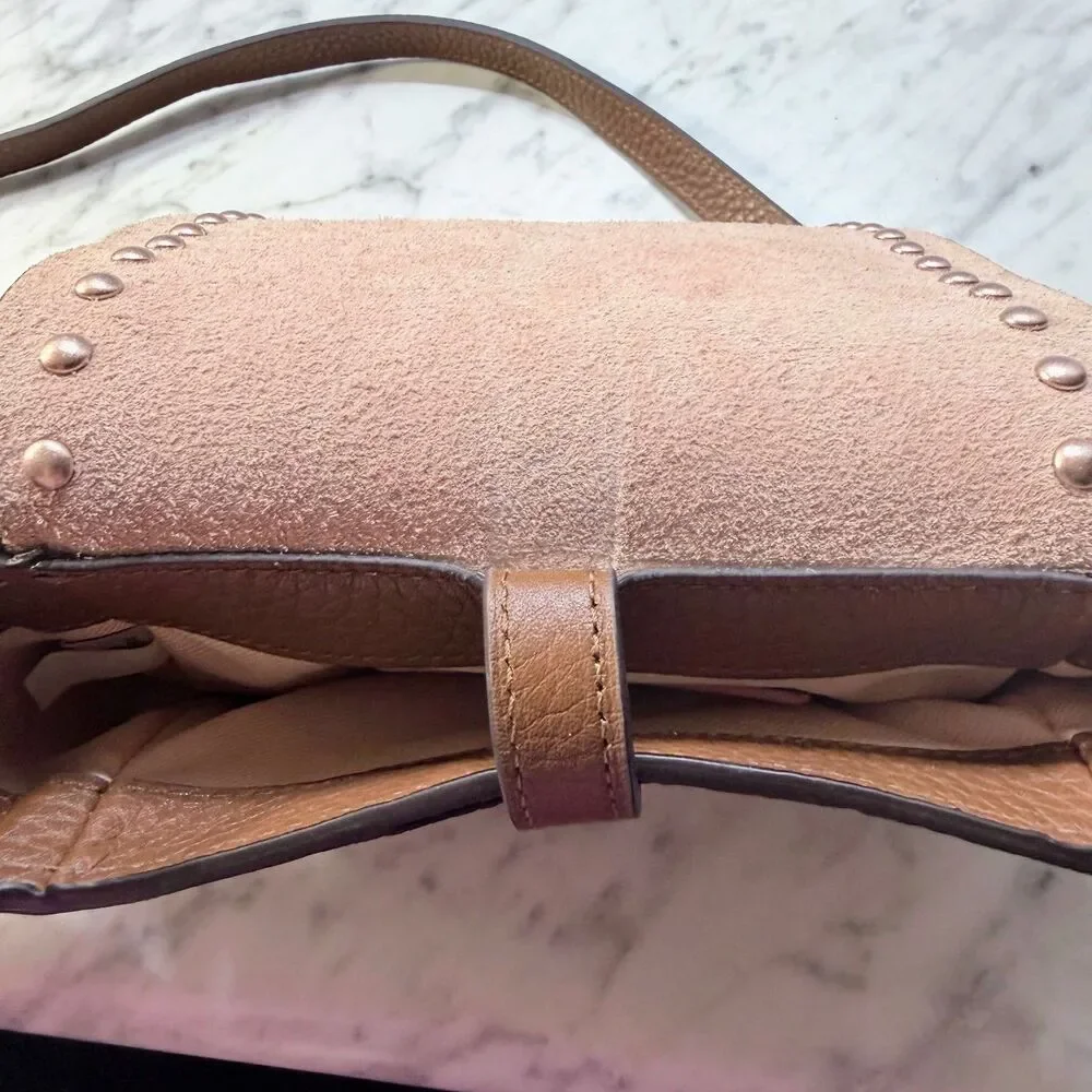 Coach Dakota Mini Studded Crossbody Bag Tan Pebbled Leather